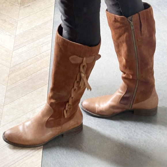 Born Suede & Leather Tall Boots w/Braided Trim - Picture 15 of 15